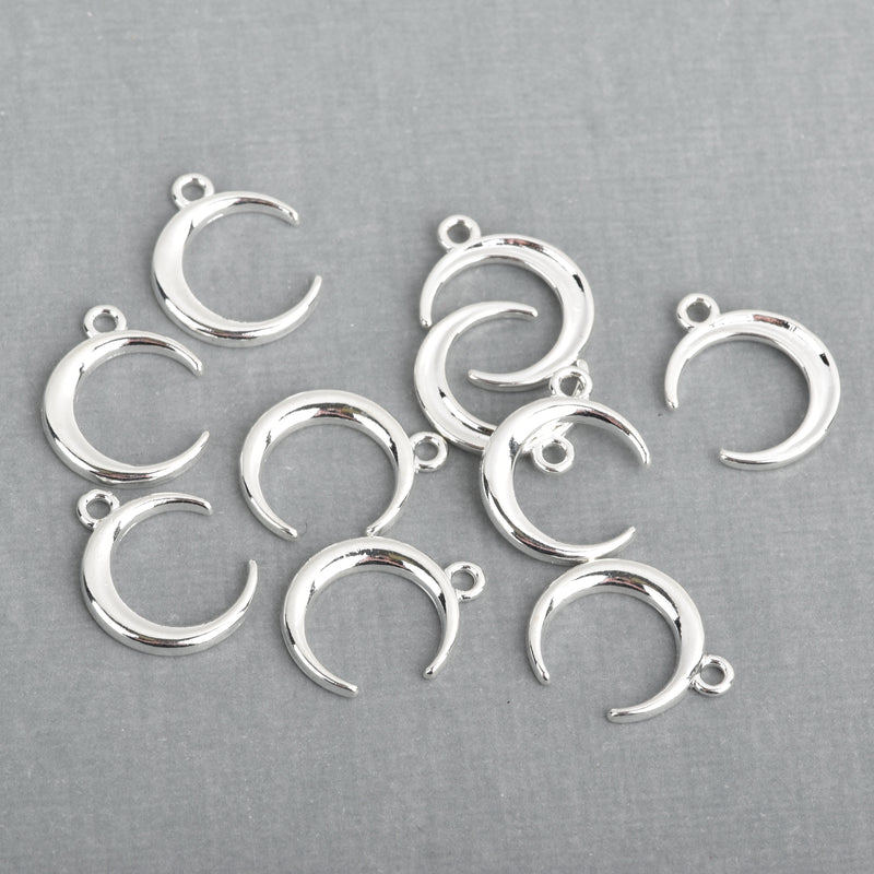 5 Silver Plated CRESCENT MOON Charms  20x17mm chs4167