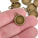 10 Bronze Charm Bezel Fits 11mm Round Cabochons bronze bezel tray double sided chs4170