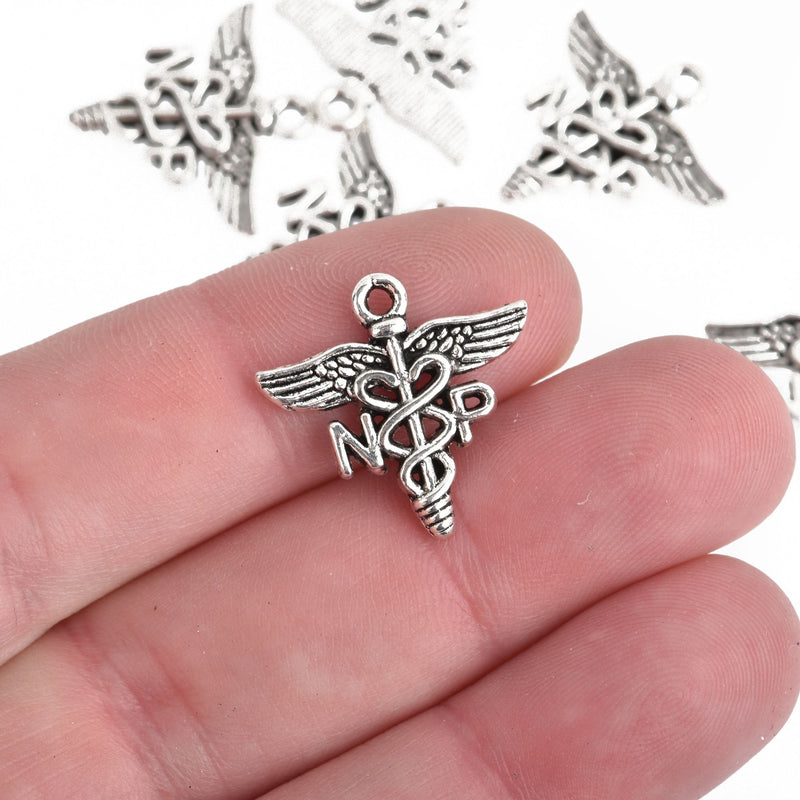 10 Silver NP Charms Nurse Practitioner 20mm chs4178