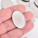 5 Stainless Steel OVAL Charms CABOCHON SETTING Bezel Frame Pendants for resin Silver 30x20mm chs4181