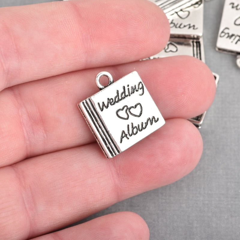 5 Silver Wedding Album Photo Book Charms 20x17mm chs4188