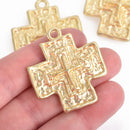 2 Large Matte GOLD Maltese Cross Charms 1-5/8" chs4248