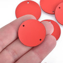 10 RED Faux Leather Charms round connector link 28mm chs4253