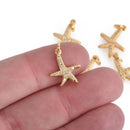 Gold STARFISH Micro Pave Charm 19x13mm chs4261