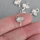 Silver PALM TREE Micro Pave Charm 15x10mm, chs4267