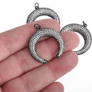BLACK Double Horn Micro Pave Charm 32x28mm chs4271