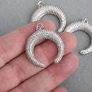 Silver Double Horn Micro Pave Charm 32x28mm chs4272