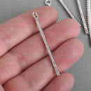 SILVER Stick Charm Micro Pave Spike 48x2mm, chs4275