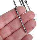 Gunmetal BLACK Stick Charm Micro Pave Spike 48x2mm, chs4277
