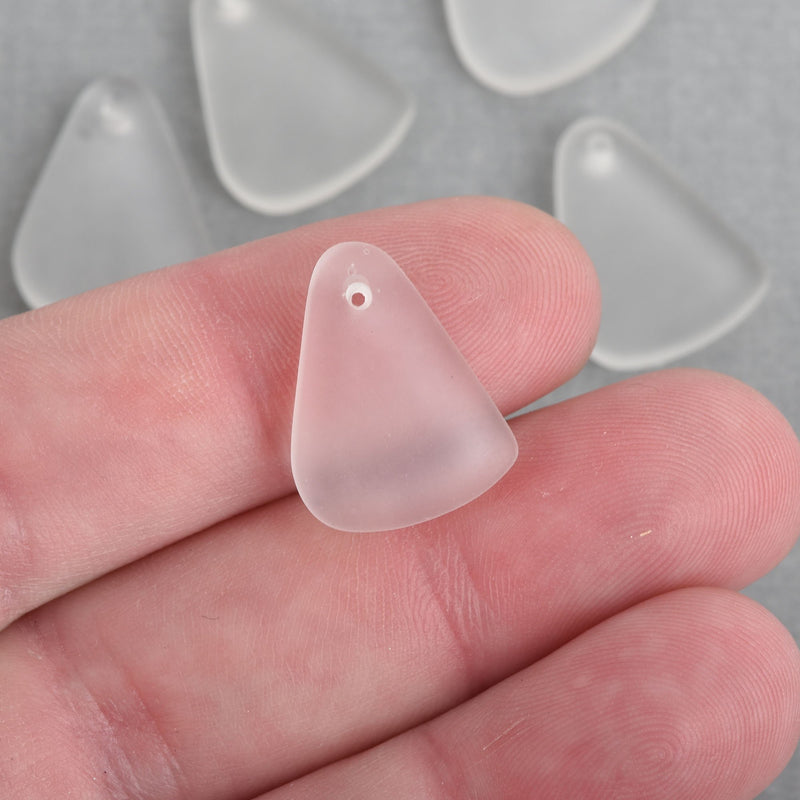 5 WHITE Resin Charms Faux Beach Glass Drop Charms Frosted Matte Translucent 20x15mm chs4301