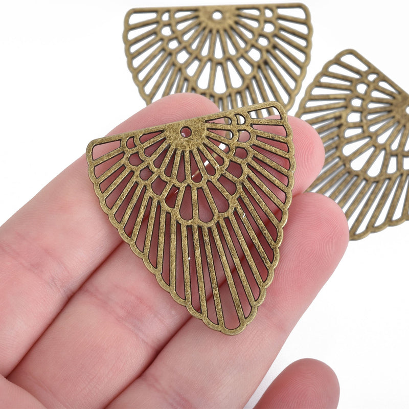 10 Bronze Filigree Charms 42mm chs4304