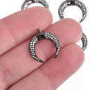 GUNMETAL Double Horn Charm Micro Pave' Rhinestones 18mm chs4337