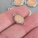 2 CHAMPAGNE Druzy Quartz Gemstone Charms SILVER oval connector link 17x10mm chs4372