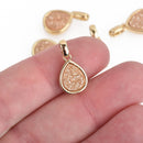 2 CHAMPAGNE Druzy Quartz Charms TEARDROP Gold Brass 18x10mm chs4378