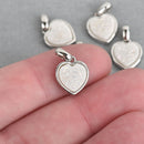 2 WHITE AB Druzy Quartz Charms HEART Silver Brass 17x11mm chs4389