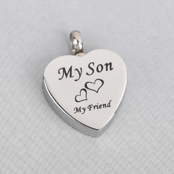 MY SON Cremation Ash Urn Charm Locket Titanium Steel Heart 25mm x 20mm chs4416