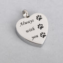 PET Cremation Ash Urn Charm Locket Titanium Steel Heart 25mm x 20mm chs4418