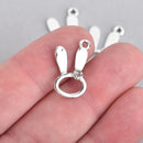10 Silver BUNNY RABBIT Charms Rhinestone Crystal 20mm chs4419