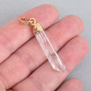 CLEAR QUARTZ Stick Charm with Gold Bail 47mm 1-7/8" chs4422