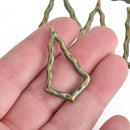 5 Bronze Marquis Teardrop Charms Green Verdigris Patina 39x24mm chs4431