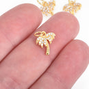 GOLD PALM TREE Micro Pave Charm 15x10mm, chs4462