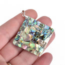ABALONE SHELL PENDANT Square silver bail 48mm chs4468