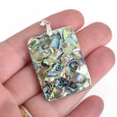 ABALONE SHELL PENDANT Rectangle silver bail 51mm chs4469