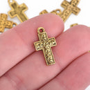 10 GOLD CROSS Charms 21x12mm chs4482