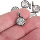 2 SILVER AB Druzy Quartz Charms ROUND Gunmetal Brass 18x12mm chs4505