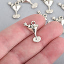 10 Silver MARTINI GLASS Charms, Cocktail Charms, 20x14mm, chs4512