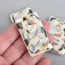 2 Rectangle Shell Resin Pendant Charms Beads 2" long chs4515