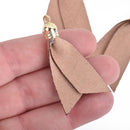 10 TAUPE BROWN Faux Leather Ribbon Tassel Charms with gold cap 2" long chs4522