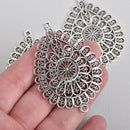 2 SILVER LARGE TEARDROP Filigree Connector Links Charms Pendants 63x43mm, chs4531