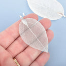 2 Real Leaf Charms BRIGHT SILVER 2.5" to 3" long chs4532