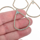 5 Distressed Gold Open TEARDROP Pendant Charms, Green Verdigris Patina, 39mm, chs4545