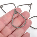 5 Distressed GUNMETAL Open TEARDROP Pendant Charms 39mm, chs4546