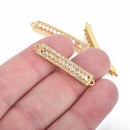 Gold Micro Pave Bar Charm Connector Link CZ 35mm chs4551
