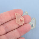 5 IVORY CREAM Resin Charms Faux Beach Glass TURTLE Drop Frosted Matte Translucent 25x15mm chs4556