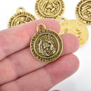 5 Religious Medal Charms, Gold Relic Charm Pendants Patron Saint charms, 29x24mm, chs4574