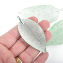 2 Real Leaf Charms LIGHT GREEN 2.5" to 3" long chs4576