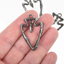 2 Distressed Gunmetal ARROWHEAD Pendant Charms 41x26mm chs4600