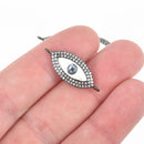 Black Shell Evil Eye Charm, Micropave CZ Cubic Zirconia Rhinestones, Lucky Eye 28mm chs4605