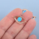 Rose Gold EYE OF HORUS Charm, Micropave Cz Cubic Zirconia Rhinestones, Lucky Eye 26mm chs4606