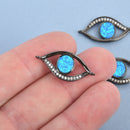 Black EYE OF HORUS Charm, Micropave Cz Cubic Zirconia Rhinestones, Lucky Eye 26mm chs4607