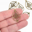 2 Bronze Teardrop Filigree Charms Connector Link, 1.25" long, chs4614