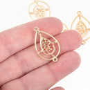 2 Gold Teardrop Filigree Charms Connector Link, 1.25" long, chs4616
