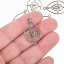 2 Gunmetal Teardrop Filigree Charms Connector Link, 1.25" long, chs4617
