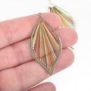 1 Silver Rainbow Thread Teardrop Leaf Charm, 2" long chs4618