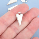 10 HEART Charm Pendants, flat silver metal, stylized elongated heart, 22x11mm chs4620