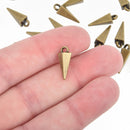 20 Bronze Triangle Charms, oxidized metal pyramid charms, 16x5mm chs4627